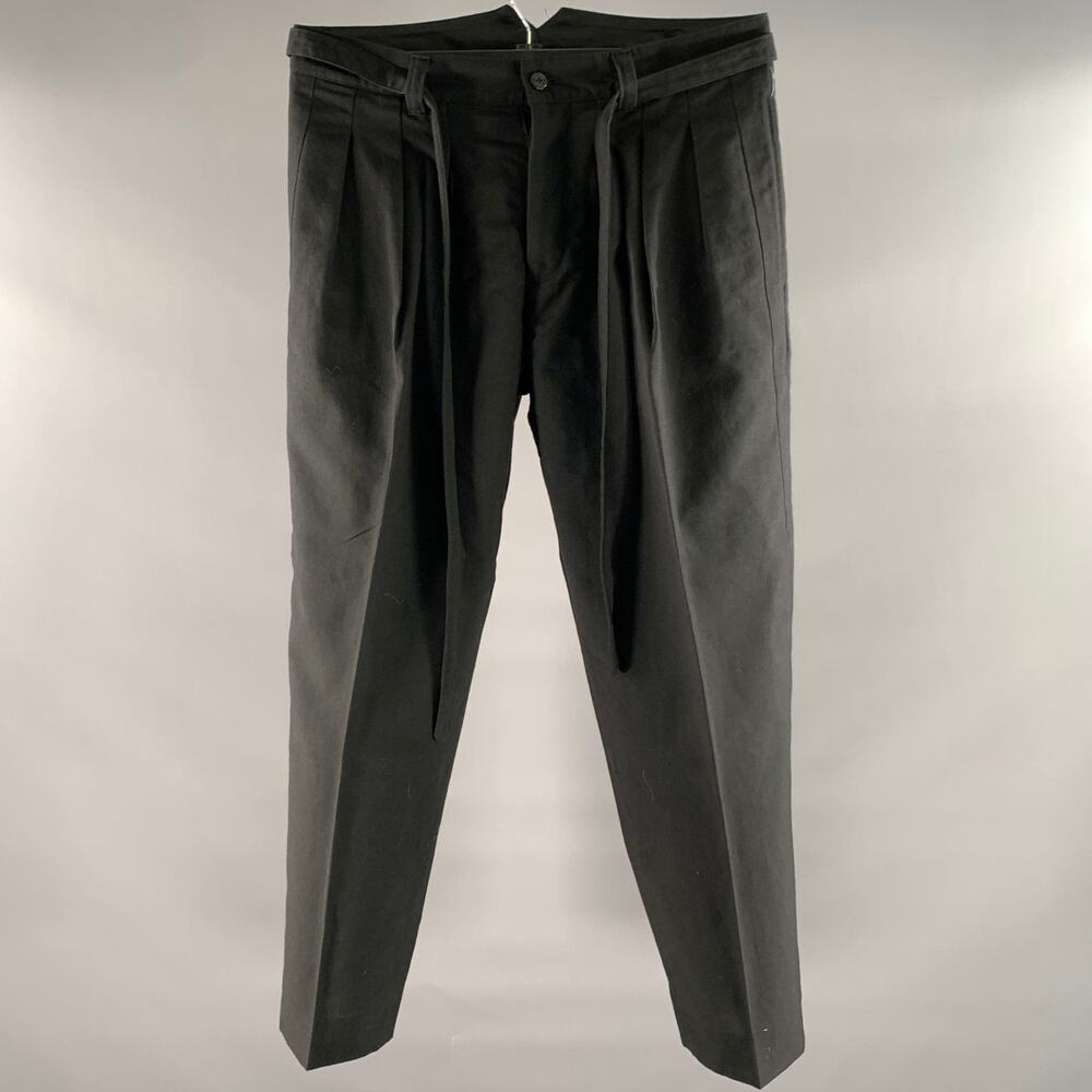 VISVIM Size L Black Wool Linen Waist Tie Pants